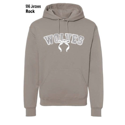 Cross Timbers MS "WOLVES Bow" Jerzees Fleece Hooded Pullover