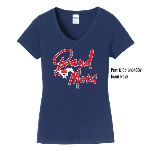 Grapevine Mustang Band "GHS Band Mom" Port & Co Ladies Fan Favorite V-Neck Tee