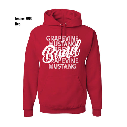 Grapevine Mustang Band "Repeating" Jerzees Pullover Hooded Sweatshirt