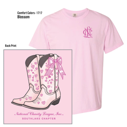 National Charity League Southlake Chapter "Boots & Bow" Comfort Colors Tee