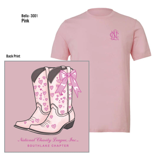 National Charity League Southlake Chapter "Boots & Bow" Bella Canvas Unisex Jersey Tee