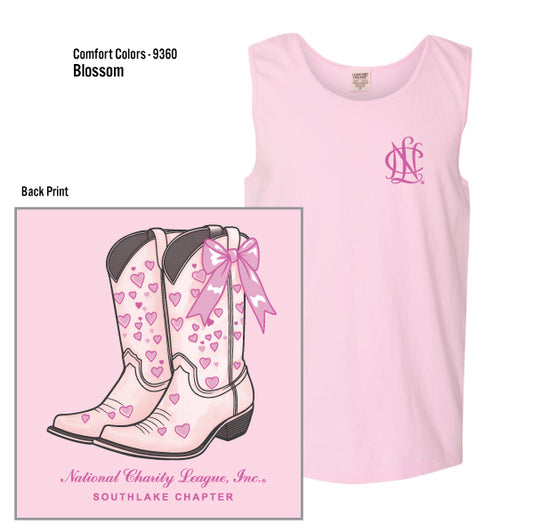 National Charity League Southlake Chapter "Boots & Bow" Comfort Colors Heavyweight Tank