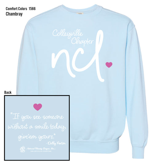 National Charity League Colleyville Chapter "Script Heart" Comfort Colors Sweatshirt