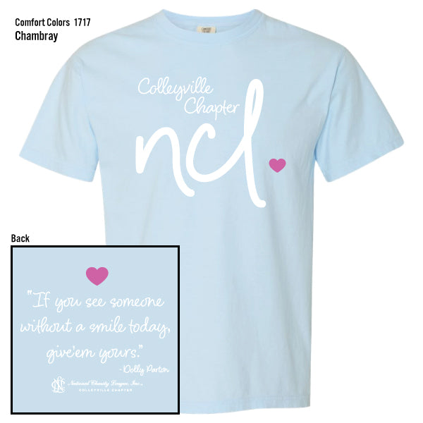 National Charity League Colleyville Chapter "Script Heart" Comfort Colors Tee