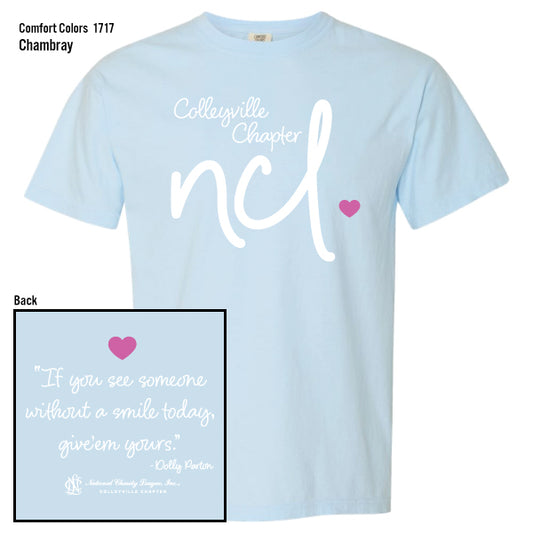 National Charity League Colleyville Chapter "Script Heart" Comfort Colors Tee