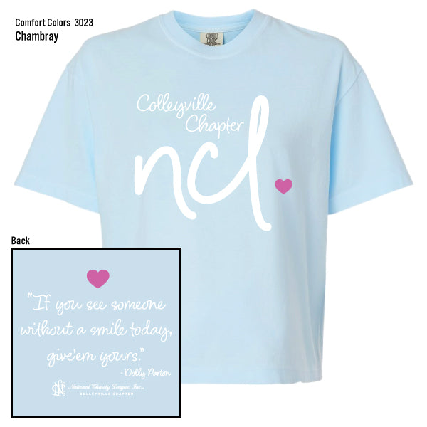 National Charity League Colleyville Chapter "Script Heart" Comfort Colors Boxy Tee