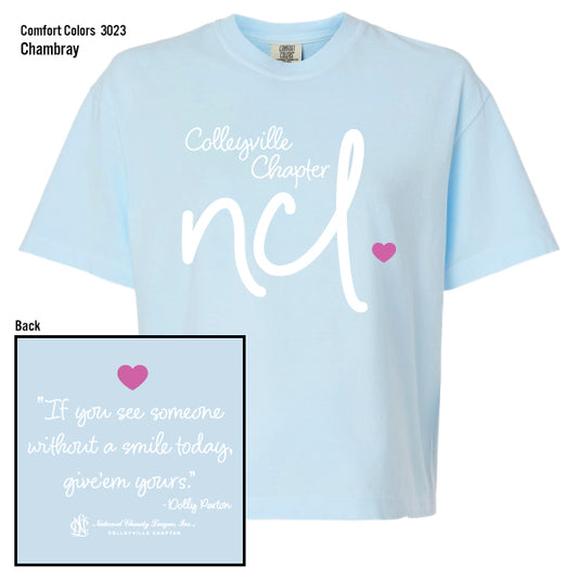 National Charity League Colleyville Chapter "Script Heart" Comfort Colors Boxy Tee