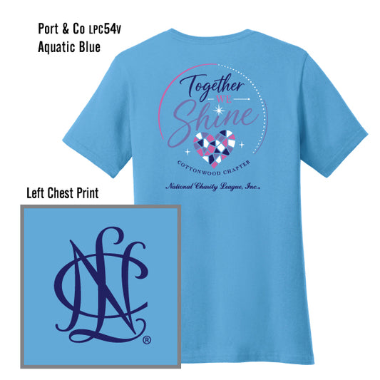 National Charity League Cottonwood Chapter "Together We Shine" Port & Co Women's Core Cotton V-Neck Tee