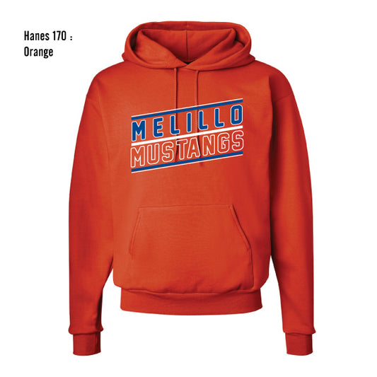 Melillo Middle School "Melillo Mustangs Slant" Hanes Ecosmart Hooded Sweatshirt