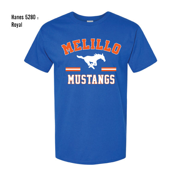 Melillo Middle School "Melillo Mustangs Stripes" Hanes Essential Tee