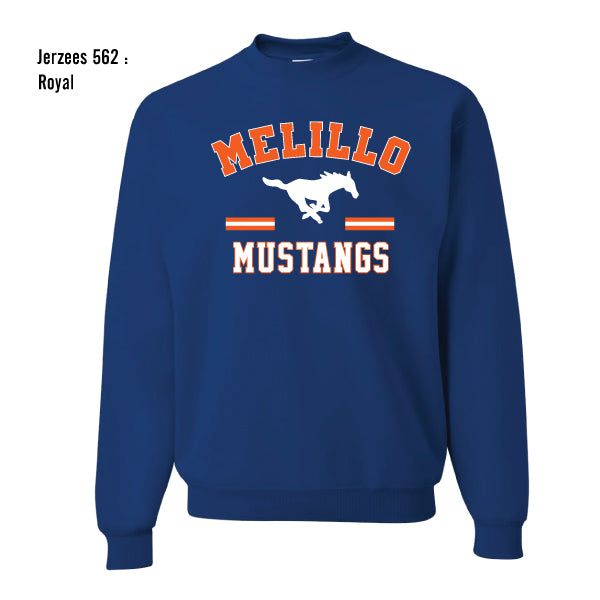 Melillo Middle School "Melillo Mustangs Stripes" Hanes Ecosmart Unisex Crew Sweatshirt