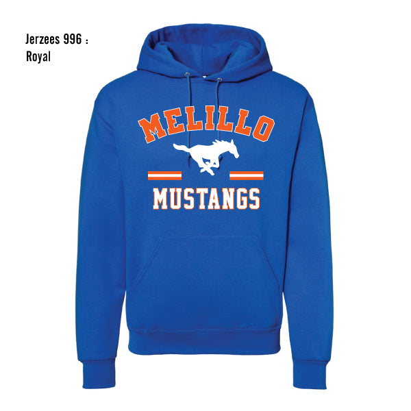 Melillo Middle School "Melillo Mustangs Stripes" Hanes Ecosmart Hooded Sweatshirt