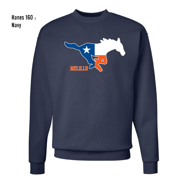 Melillo Middle School "Texas Flag Mustang" Hanes Ecosmart Crew Sweatshirt