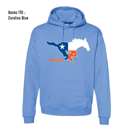 Melillo Middle School "Texas Flag Mustang" Hanes Ecosmart Hooded Sweatshirt