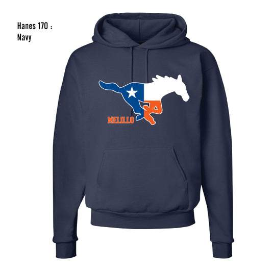 Melillo Middle School "Texas Flag Mustang" Hanes Ecosmart Hooded Sweatshirt