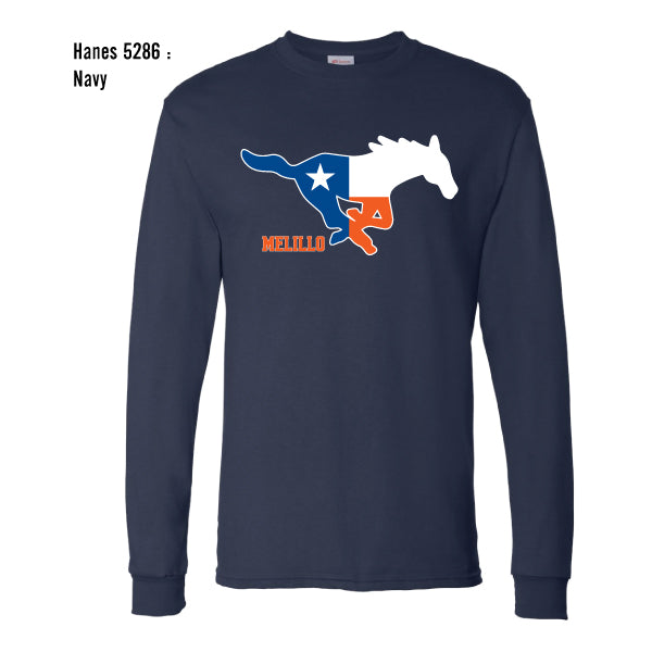 Melillo Middle School "Texas Flag Mustang" Hanes Essential L/s Tee