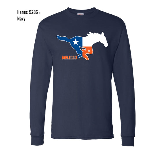 Melillo Middle School "Texas Flag Mustang" Hanes Essential L/s Tee