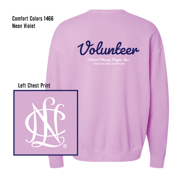 NCL Southlake Chapter "NCL Volunteer" Comfort Colors Lightweight Crew Sweatshirt