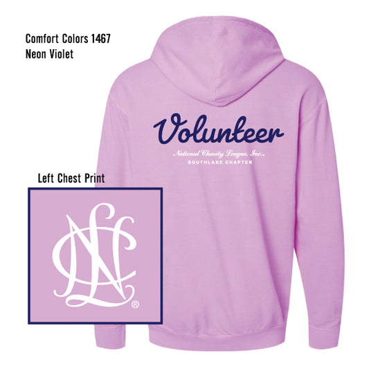 NCL Southlake Chapter "NCL Volunteer" Comfort Colors Lightweight Hooded Pullover